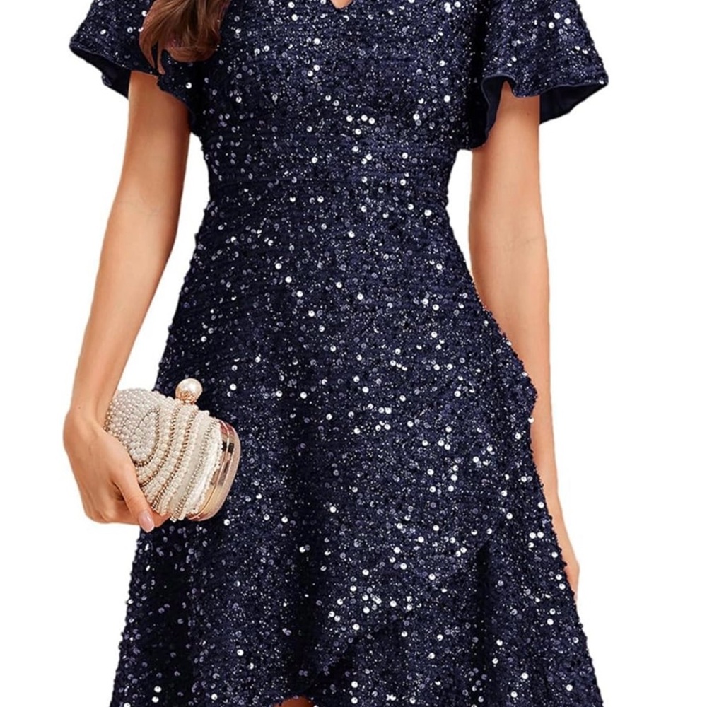 Ever Pretty Navy Blue Sequin Mini Dress